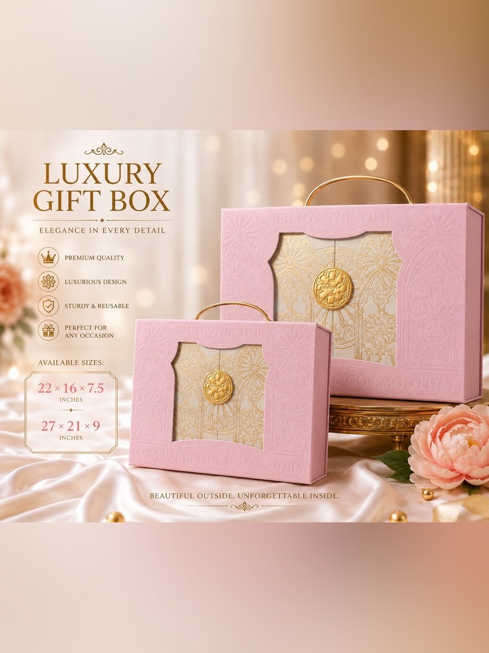 Luxury Pink Gift Box with Gold Accents